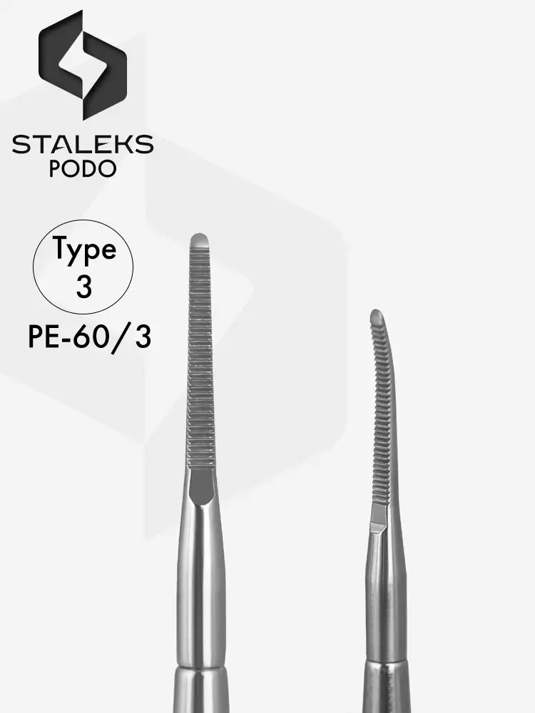 Staleks PRO 2in1 Pedicure Nail File Tool with a bent end Expert 60 Type 3