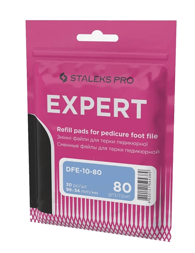 Staleks PRO Black refill pads for pedicure foot file Expert 10, 80 grit (30 Pcs)