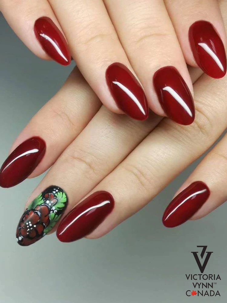 Most seducing red valentines day nails Victoria VYNN Pure Creamy Hybrid 025 Dry Wine