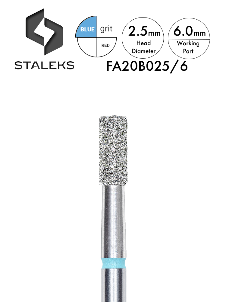 Staleks PRO Expert Diamond Nail Drill Bit "Cylinder" 6 BLUE CYLINDER 2.5 6
