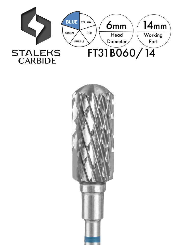 Staleks PRO Carbide Nail Drill Bit "Rounded Cylinder" 8 Carbide Safe Rounded Cylinder blue 6mm 1