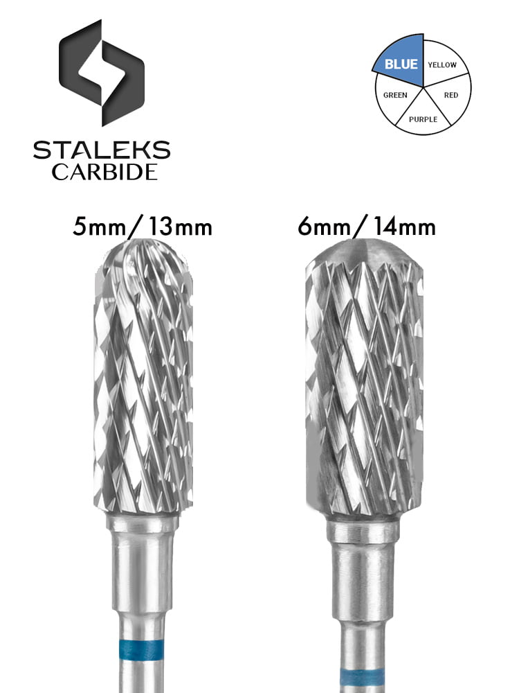 Staleks PRO Carbide Nail Drill Bit "Rounded Cylinder" 4 Carbide Safe Rounded Cylinder blue