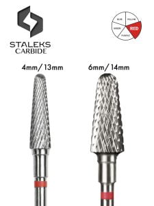Staleks Best 100% Carbide Bits for Nails Frustum Red