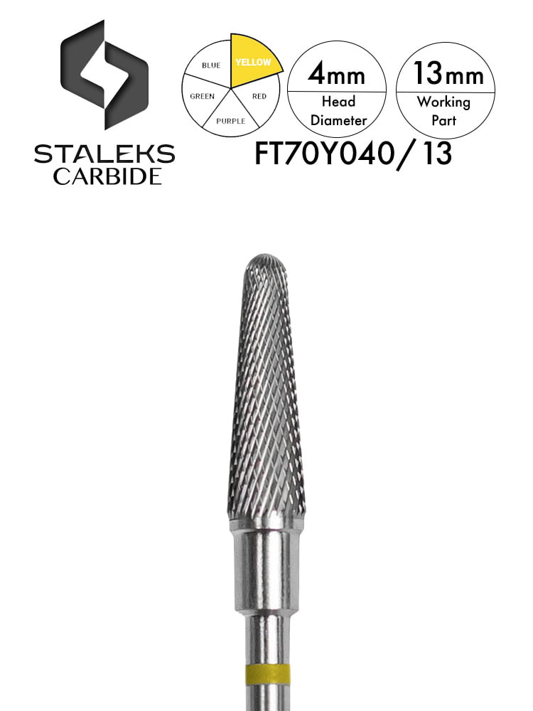 Staleks PRO Carbide Nail Drill Bit “Frustum” 12 Frustum Carbide yellow 4mm 1