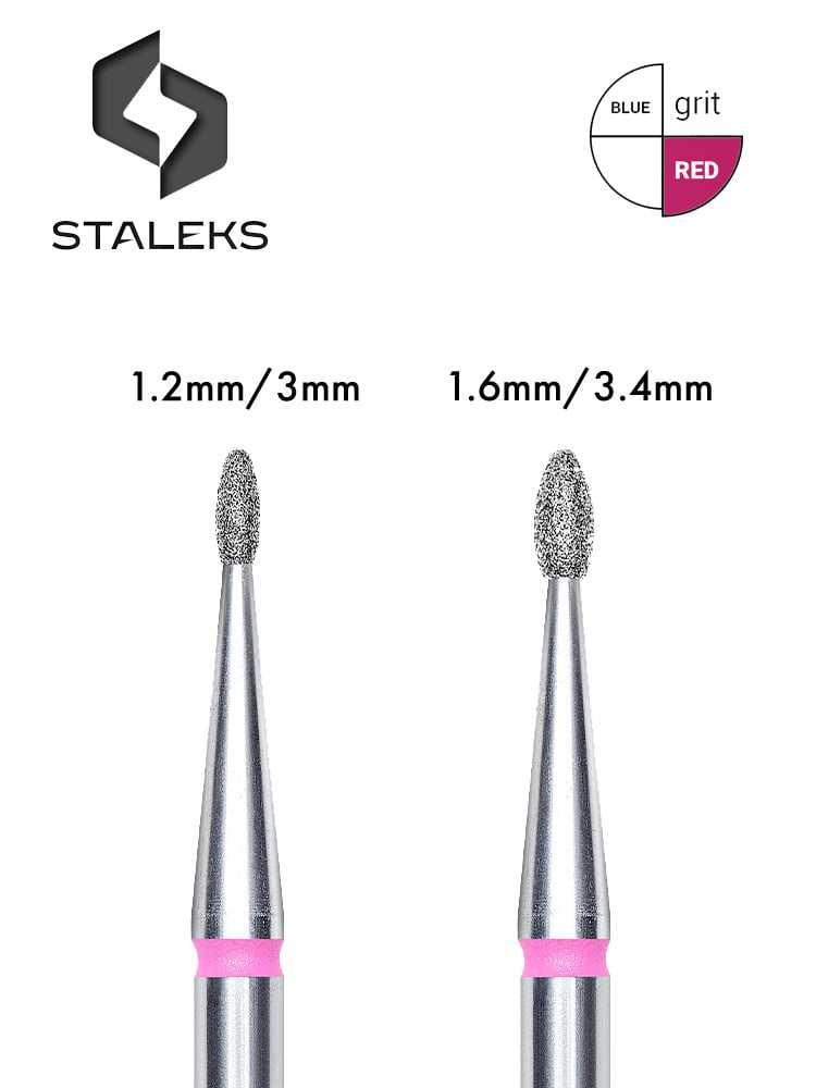 Staleks PRO Expert Diamond Nail Drill Bit “Rounded Bud” 4 Staleks Rounded Bud red