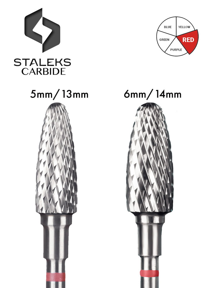 Staleks PRO Carbide Nail Drill Bit “Corn” 4 carbide corn red