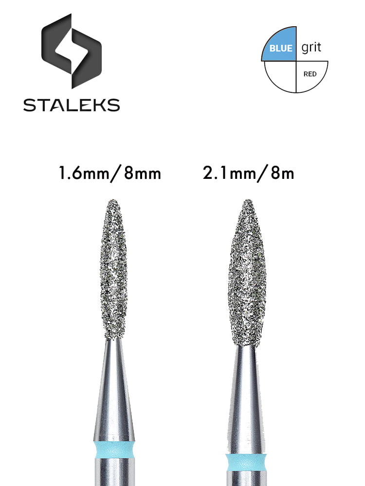 Staleks PRO Expert Diamond Nail Drill Bit "Pointed Flame" 6 pointed flame blue