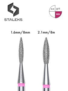 Staleks Best diamond nail drill bits pointed flame type red