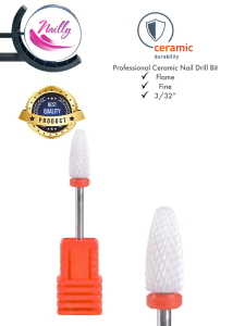 Nailly Professional Ceramic Nail Drill Bit Flame Fine Coarse 3/32" Rouge