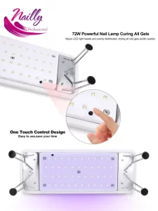 Nailly Professional H5 Dual 2in1 UV LED Lamp and Arm Rest Black 72 Watt_