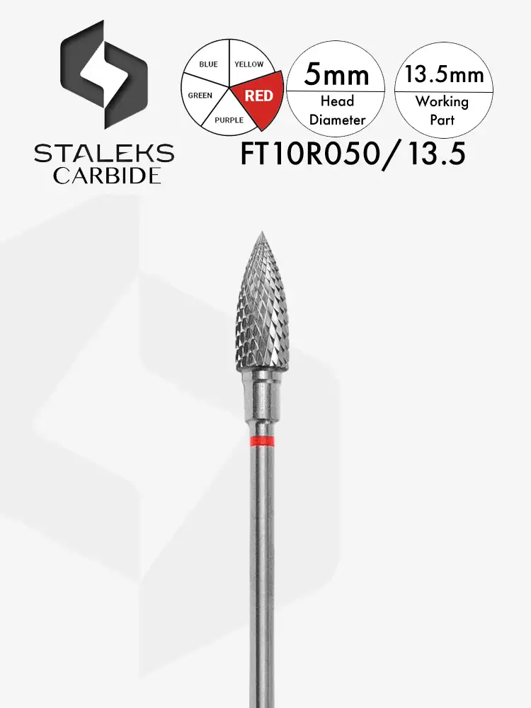 Staleks PRO Carbide Nail Drill Bit “Flame” 4 staleks pro flame carbide nail bit head diameter 5mm working part 13.5mm ft10r05013.5