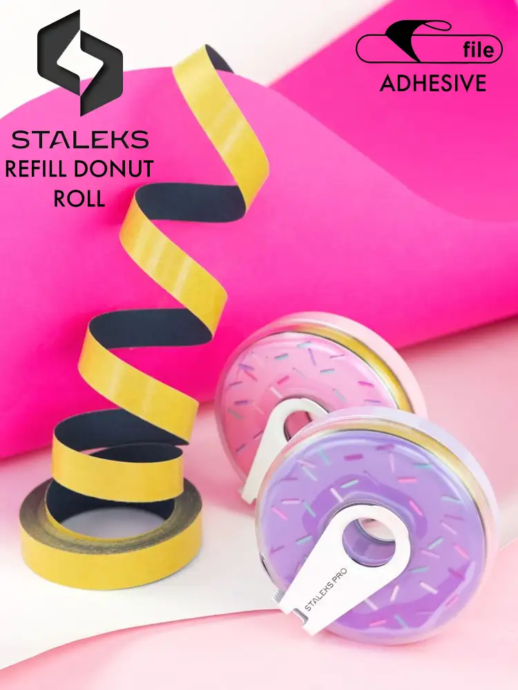 staleks pro nail file adhesive refill donut roll 1 7