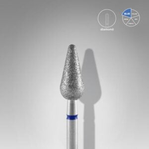 Staleks PRO Diamond nail drill bit rounded pear blue EXPERT head diameter 5 mm / working part 12 mm