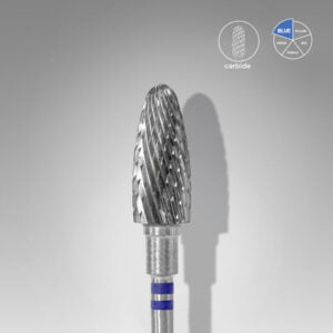 STALEKS PRO Carbide nail drill bit for left-handed users corn blue EXPERT head diameter 6 mm / working part 14 mm