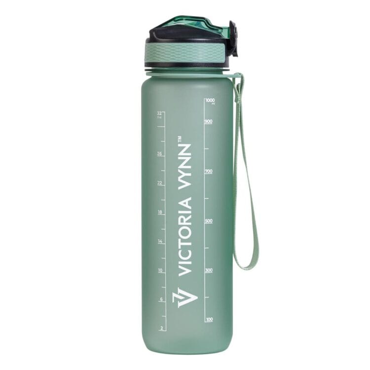water bottle with straw green