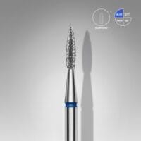 Staleks Diamond Nail Drill Bit, "Pointed Flame", Blue, Head Diameter 1.8mm, Working Part 8mm (FA11B018/8)