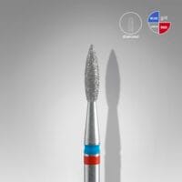Staleks PRO EXPERT Diamond Nail Drill Bit DUO Flame Red and Blue (head diameter 2.1 mm / working part 8 mm)