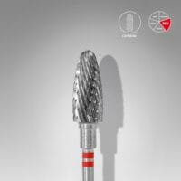 Staleks Carbide Nail Drill Bit, "Corn", Red, Head Diameter 6mm, Working Part 14mm - For Left Handed Users (FT91R060/14)