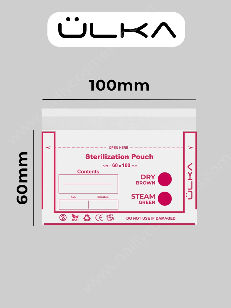 ÜLKA Sachets de stérilisation avec indicateur 100mmx60mm (100 pcs) 4 sterilization pouche 60mmx100m 1 1