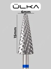 ÜLKA Carbide nail drill bit cone blue head diameter 6.0 mm : working part 15 mm (C615-M)