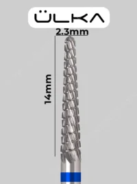 ÜLKA Carbide nail drill bit needle blue head diameter 2.3 mm : working part 14 mm (C2314-M)