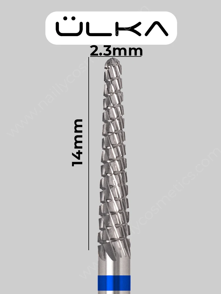 ÜLKA Carbide nail drill bit needle blue head diameter 2.3 mm / working part 14 mm (C2314-M) 4 ulka carbide nail drill bit needle blue head diameter 2.3 mm working part 14 mm c2314 m