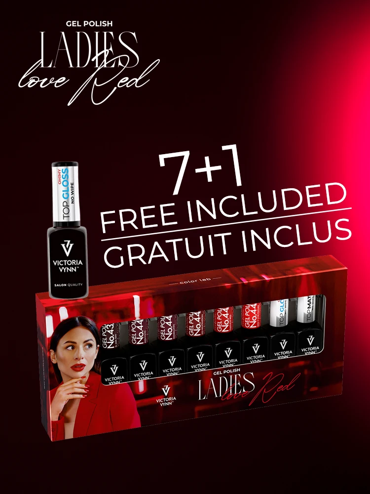 Victoria VYNN 8 Pack Ladies Love Red Gel Polish 439-444 + Oh! My Gloss & Top Coat Matte 2 8 pack ladies love red