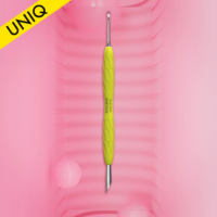 Staleks PRO Manicure pusher Gummy with yellow silicone handle UNIQ 11 TYPE 2 (beveled and loop pusher)