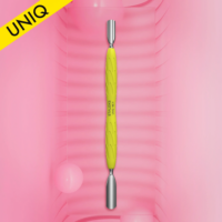 Staleks PRO Manicure pusher Gummy with yellow silicone handle UNIQ 10 TYPE 1 (rounded wide and rounded narrow pusher)
