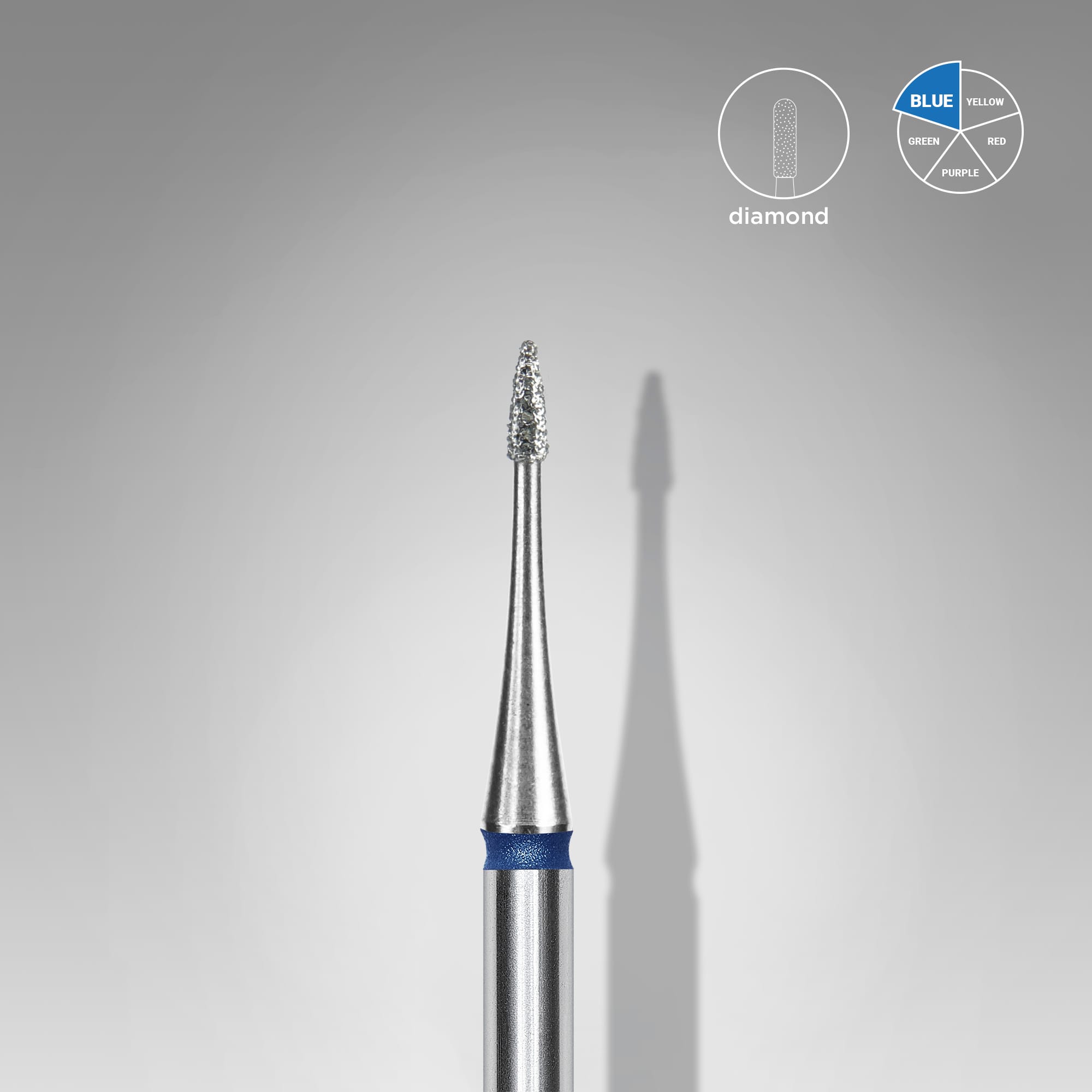 Staleks PRO EXPERT Diamond Nail Drill Bit Flame Mini Blue (head diameter 1 mm / working part 3 mm)