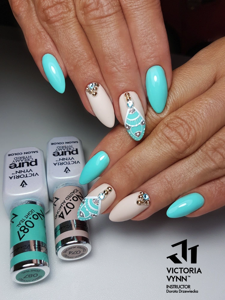 Best Mint Green Nails Victoria VYNN Pure Creamy Hybrid 087 Light Teal