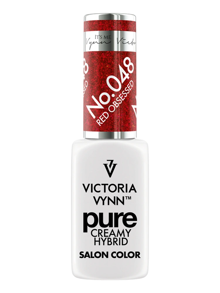 Best Red Glitter Nails Victoria VYNN Pure Creamy Hybrid 048 Red Obsessed