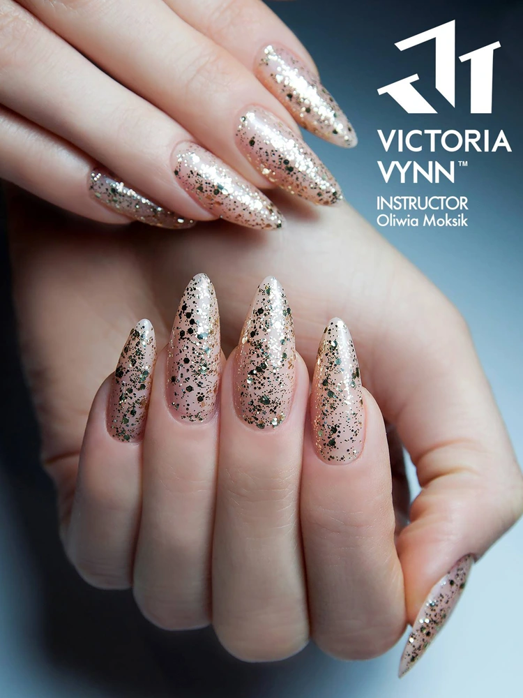 Charming Gold Glitter Nails Victoria VYNN Pure Creamy Hybrid 040 Walk of Fame