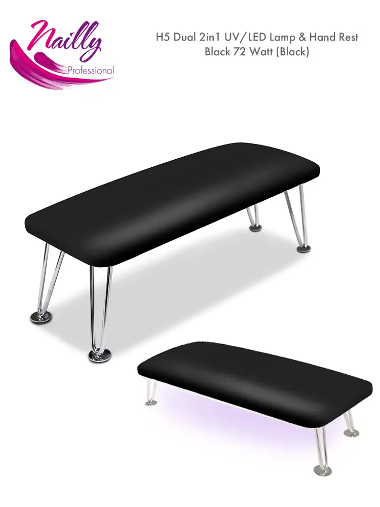 Nailly Professional H5 Dual 2in1 UV LED Lamp and Arm Rest Black 72 Watt_
