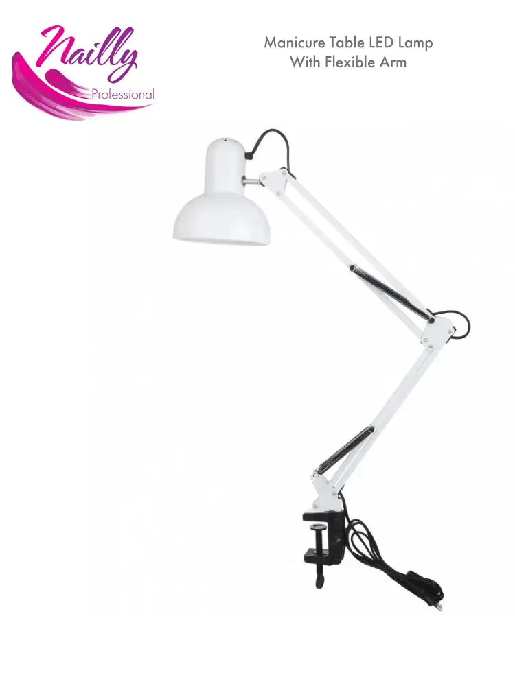 Professional Manicure Table Lamp With Flexible Swivel Arm White
