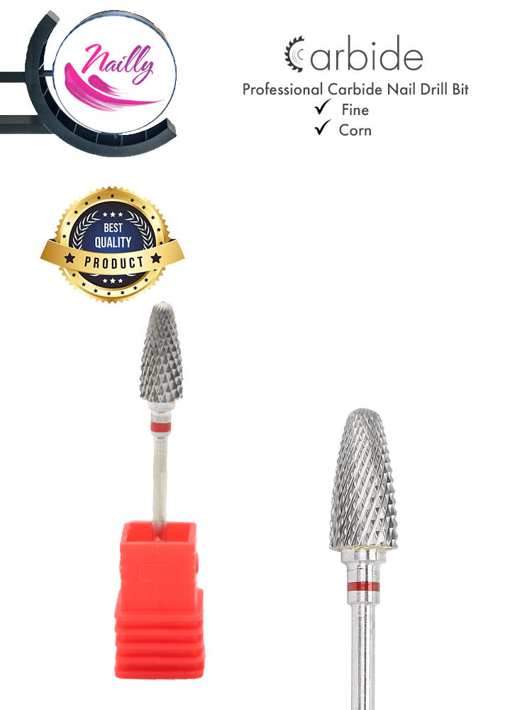 Nailly Professional Carbide Nail Drill Bit Corn Fine Red