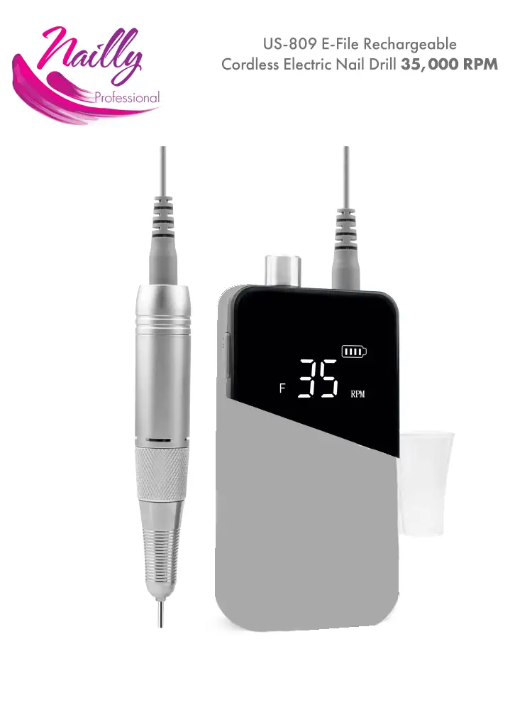Nailly Professional Cordless Nail E-File Machine 35,000 RPM Silver