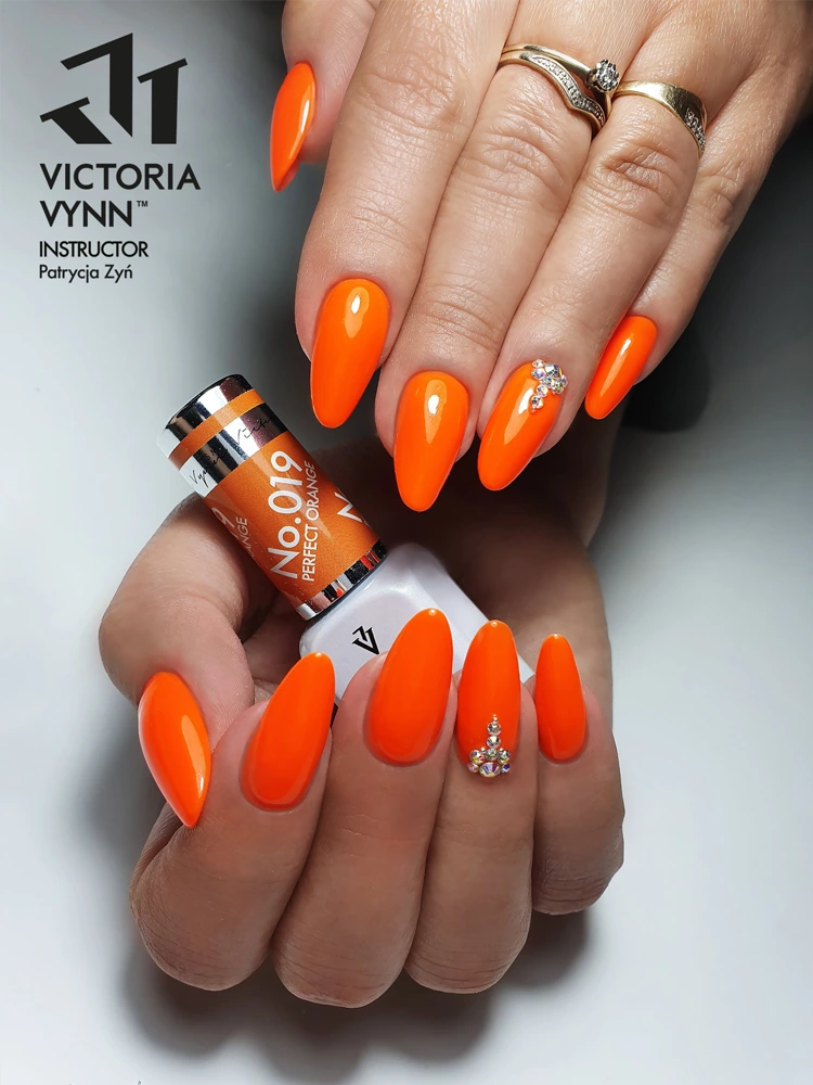 Perfect Orange Gel Nails Victoria VYNN Pure Creamy Hybrid 019 Perfect Orange