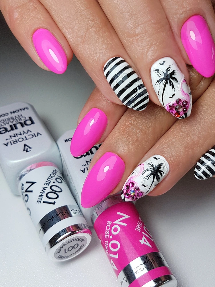 best hot bright pink nails victoria vynn pure creamy hybrid 014 rose time