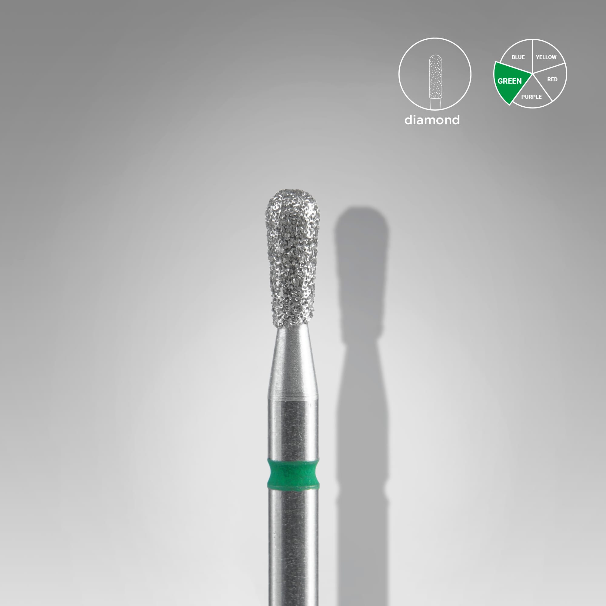 Staleks PRO EXPERT Diamond Nail Drill Bit Match Green (head diameter 2.3 mm / working part 5 mm)
