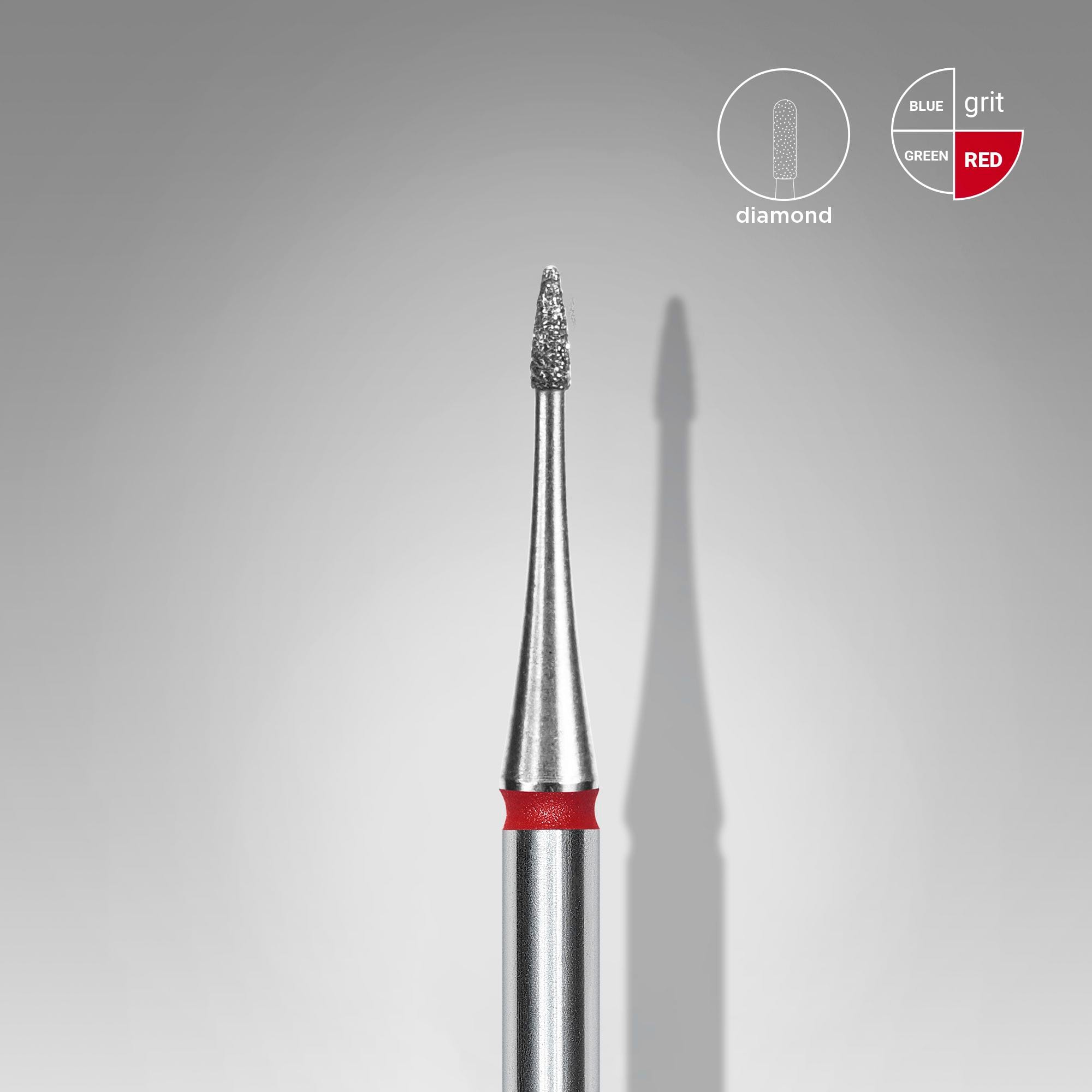 Staleks PRO EXPERT Diamond Nail Drill Bit Flame Mini Red (head diameter 1 mm / working part 3 mm)