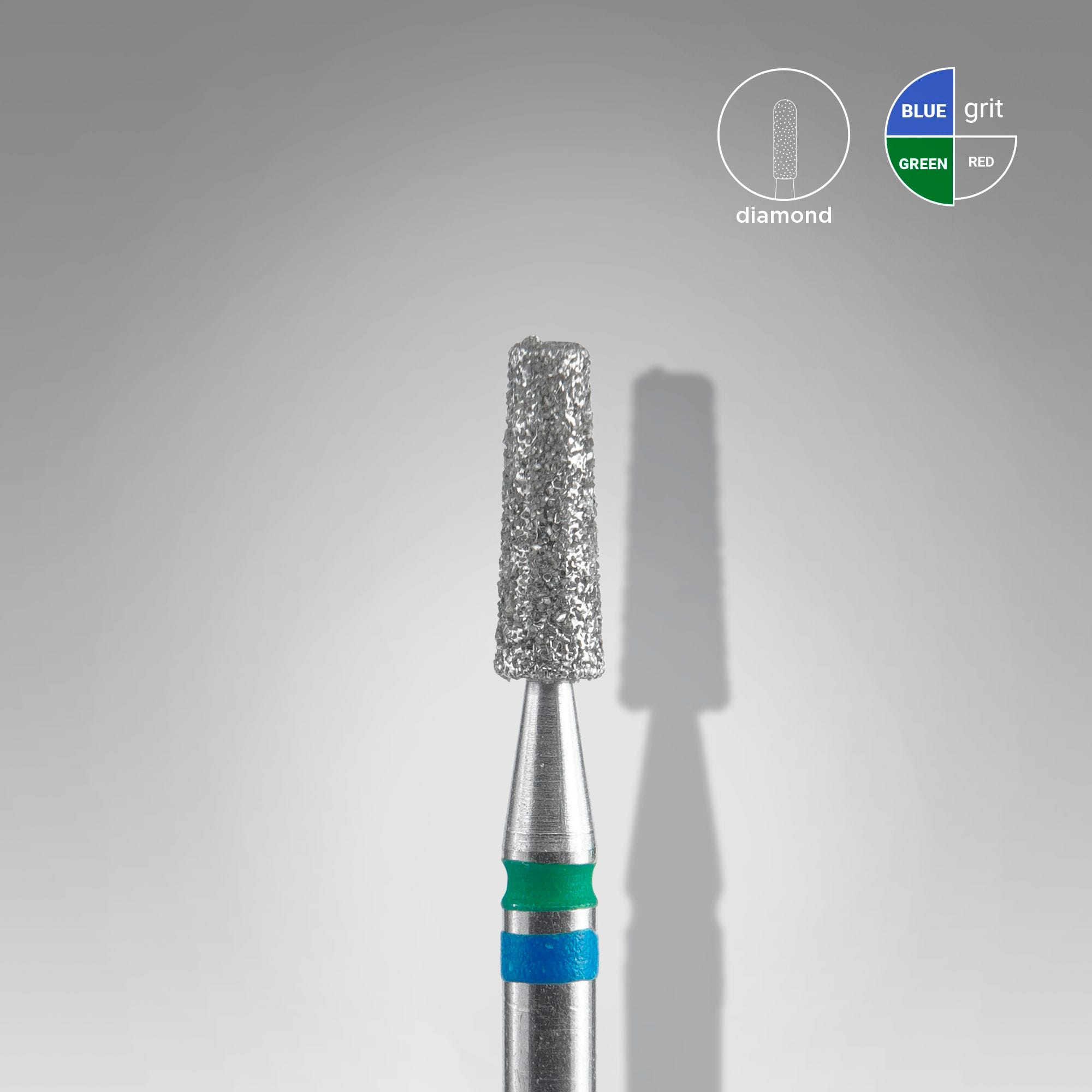 Staleks PRO EXPERT Diamond Nail Drill Bit DUO Cone Blue and Green (head diameter 2.5 mm / working part 8 mm)