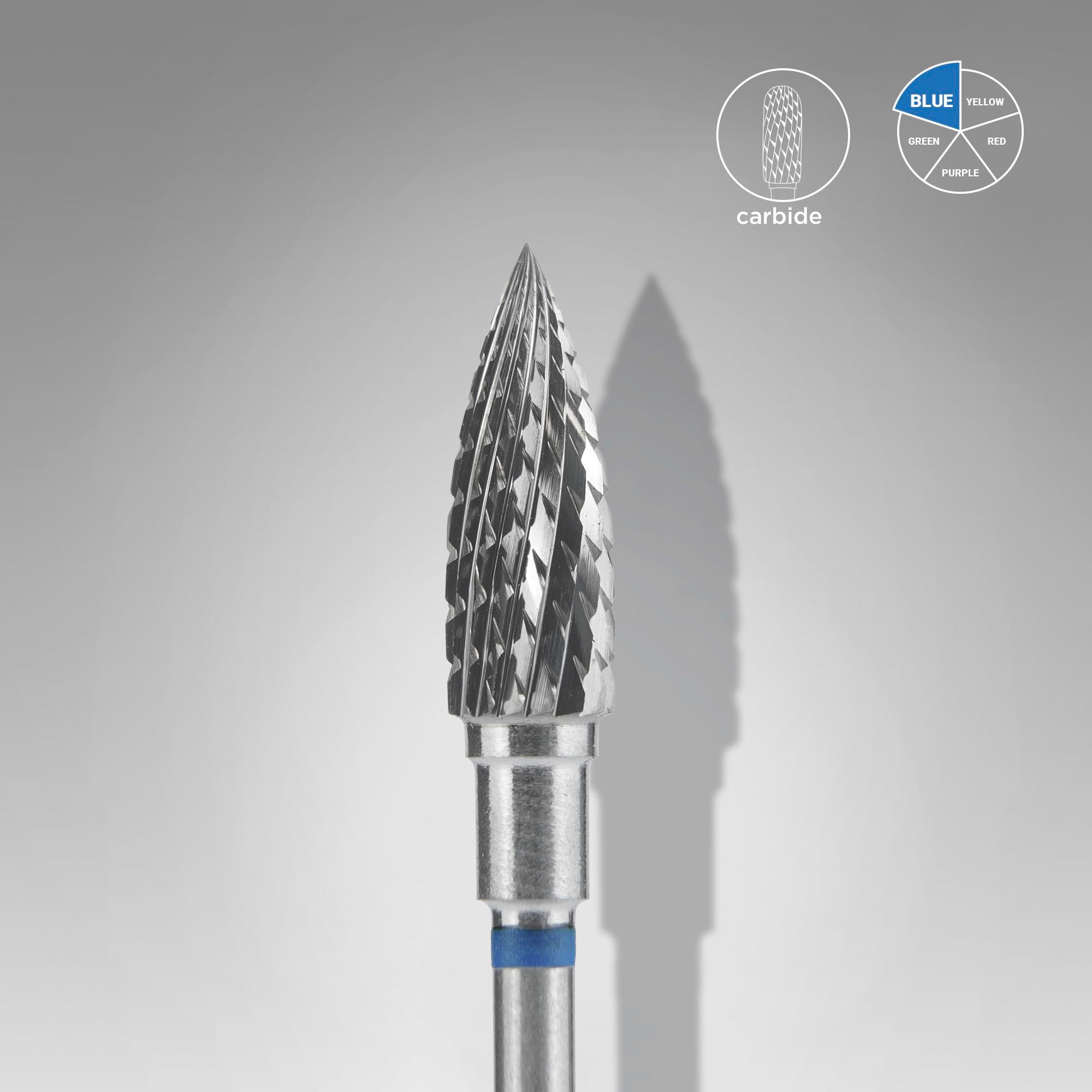 Staleks Carbide Nail Drill Bit, "Flame", Blue, Head Diameter 5mm, Working Part 13.5mm (FT10B050/13.5)