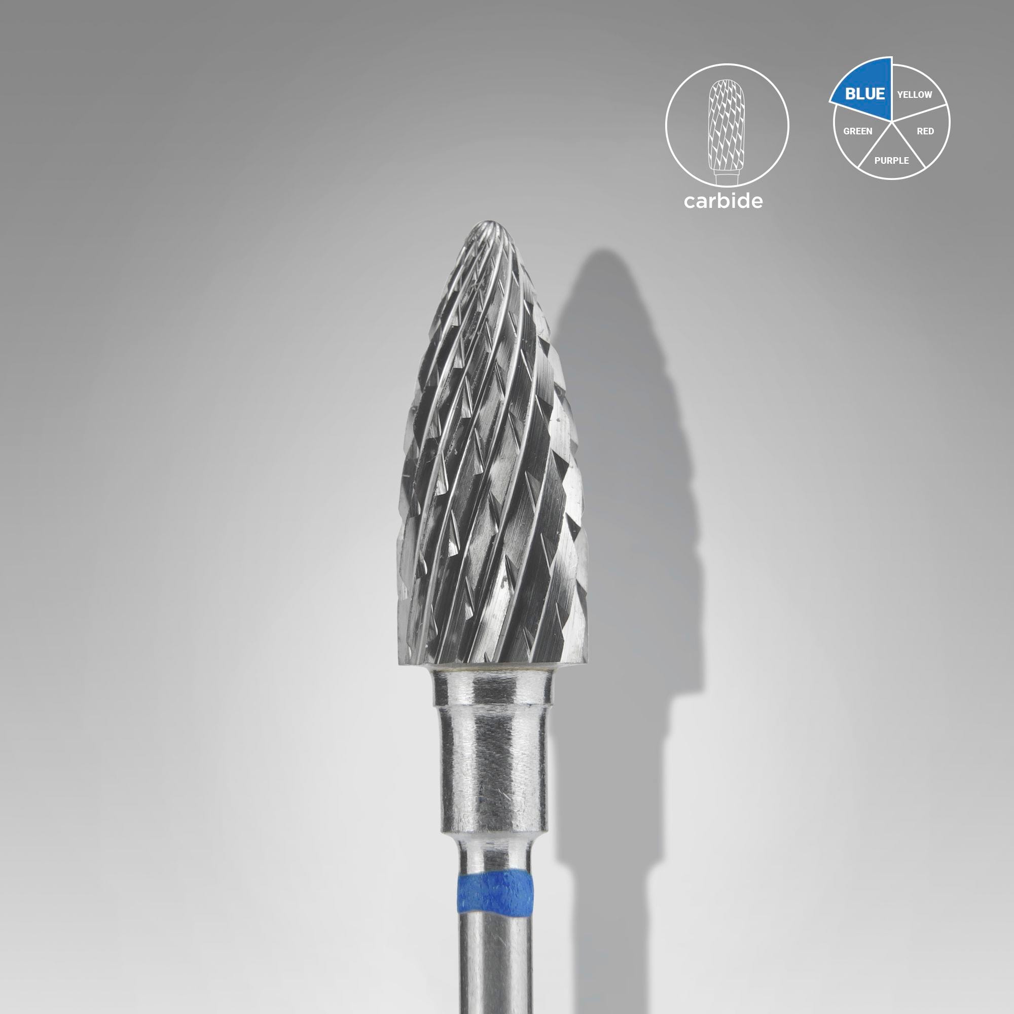Staleks Carbide Nail Drill Bit, "Pine Cone", Blue, Head Diameter 6mm, Working Part 14mm (FT110B060/14)