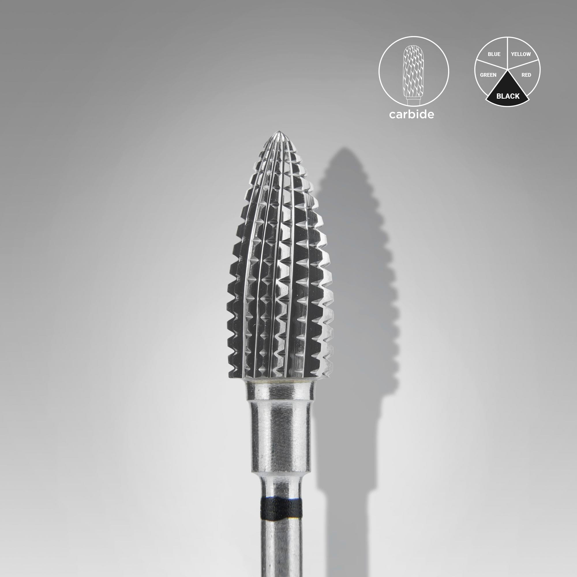 Staleks Carbide Nail Drill Bit, "Pine Cone", Black, Head Diameter 6mm, Working Part 14mm (FT110H060/14)