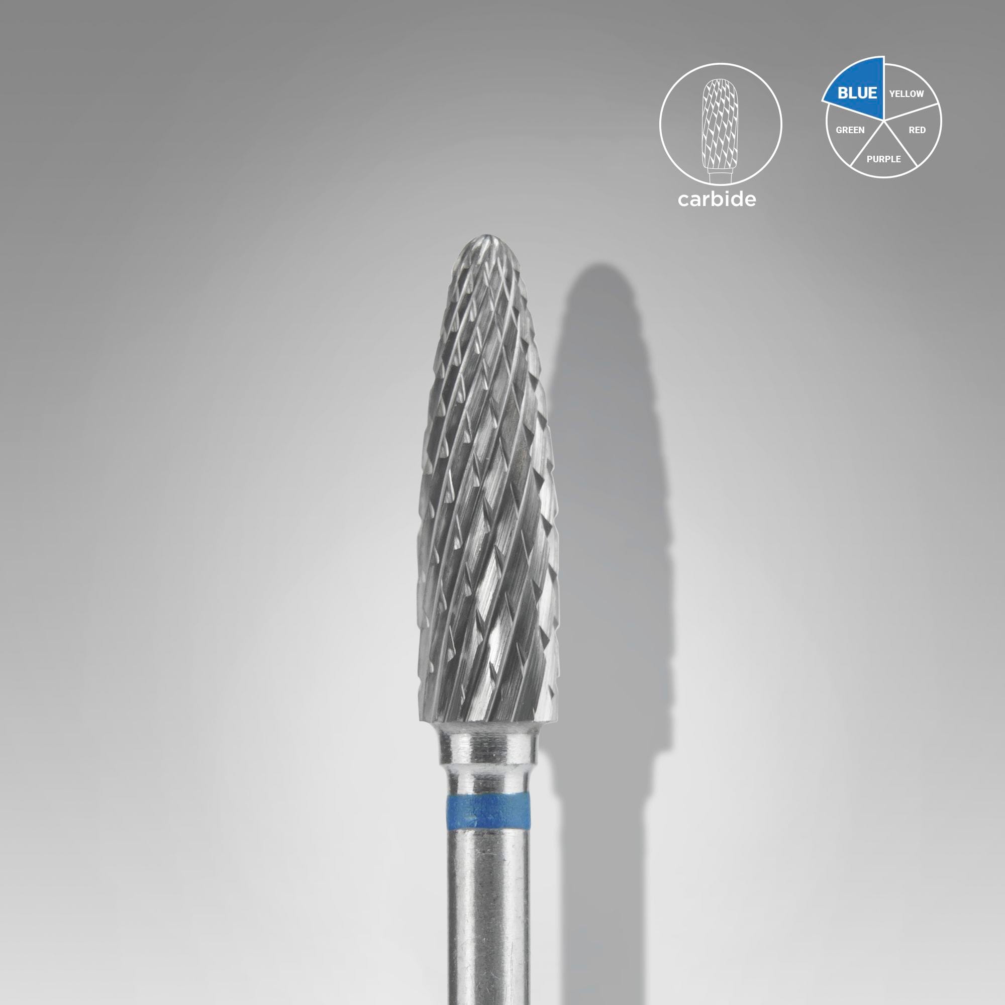 Staleks Carbide Nail Drill Bit, "Corn", Blue, Head Diameter 4mm, Working Part 14mm (FT90B040/14)