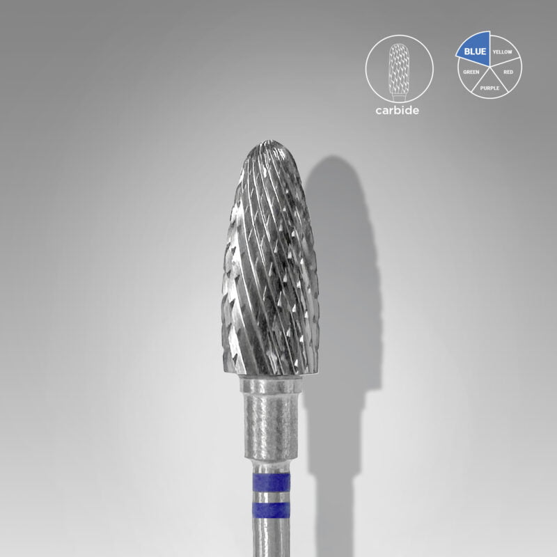 STALEKS PRO Carbide nail drill bit for left-handed users corn blue EXPERT head diameter 6 mm / working part 14 mm