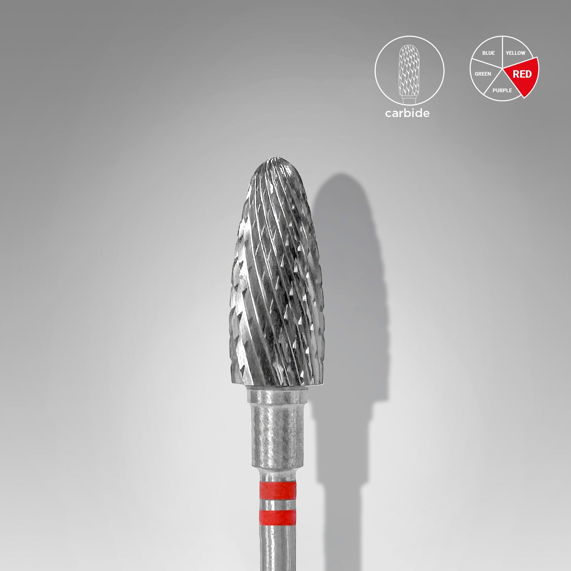 Staleks Carbide Nail Drill Bit, "Corn", Red, Head Diameter 6mm, Working Part 14mm - For Left Handed Users (FT91R060/14)