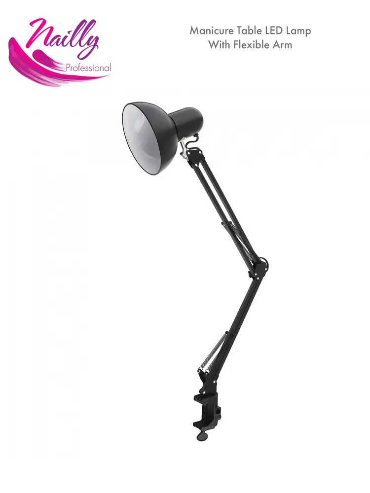 Professional Manicure Table Lamp With Flexible Swivel Arm Black Lámpara de mesa profesional para manicura con brazo giratorio flexible, color negro