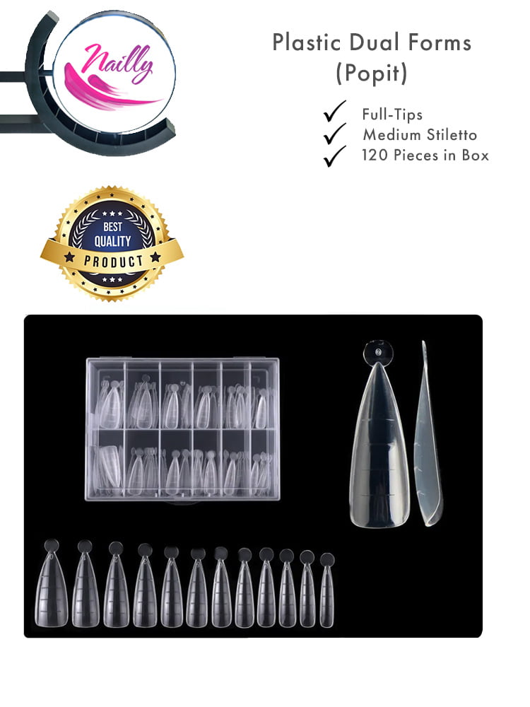 Nailly Professsional Dual Forms Plastic Full Form Medium Stiletto 120 Pieces